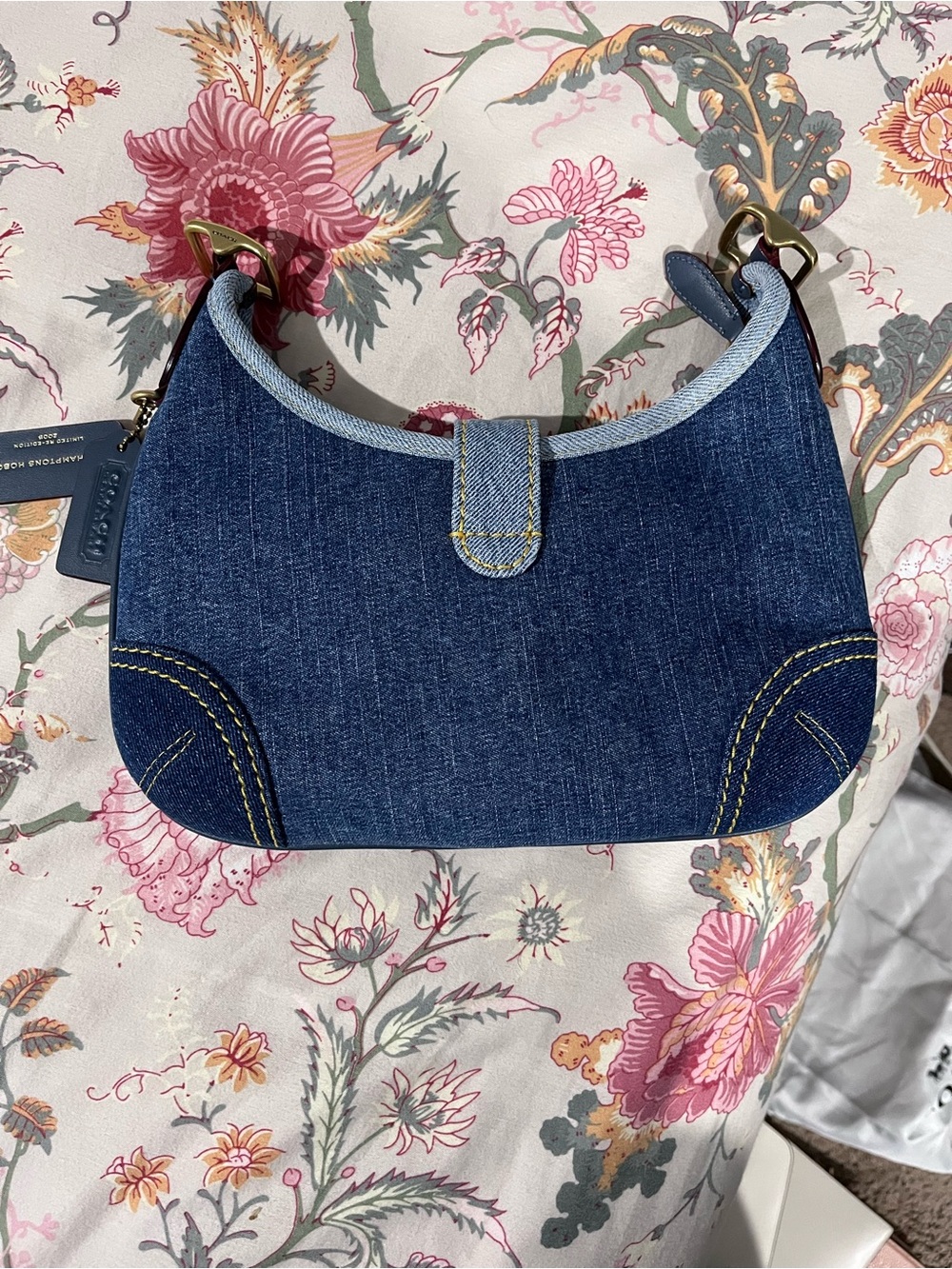 Coach Denim Hamptons Hobo Shoulder Bag with Brass Hardware - Picture 2 of 7